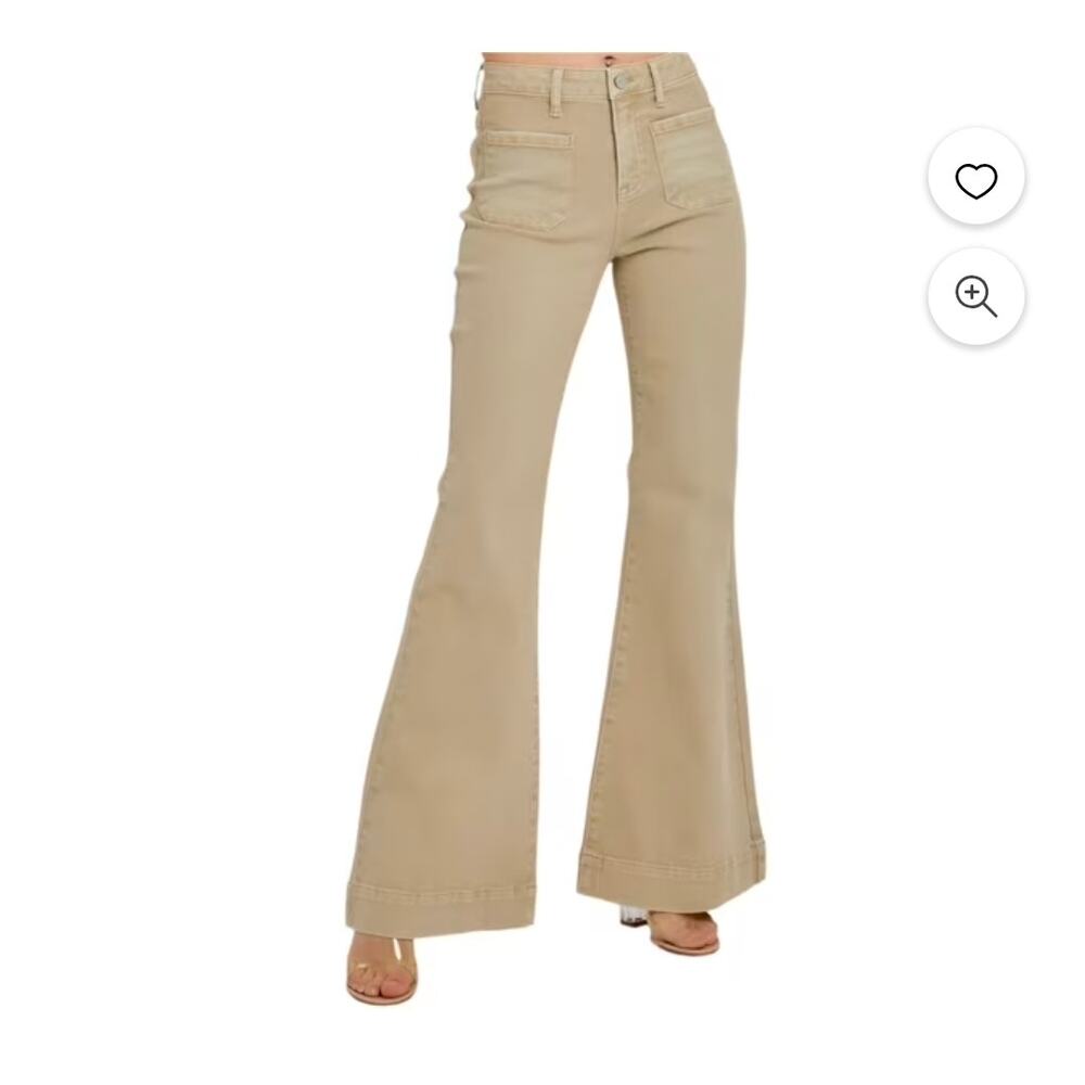 Risen Jeans - High Rise Front Patch Pocket Bell Bottom Pants 1/25